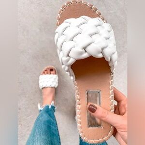 BRAND NEW Cassie Braided White Slide Sandals for Women
